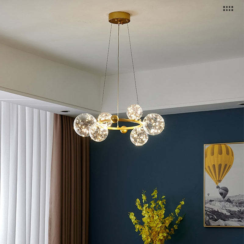 Valentina Círculo Redondo Candelabro/Lámpara Colgante Dorada