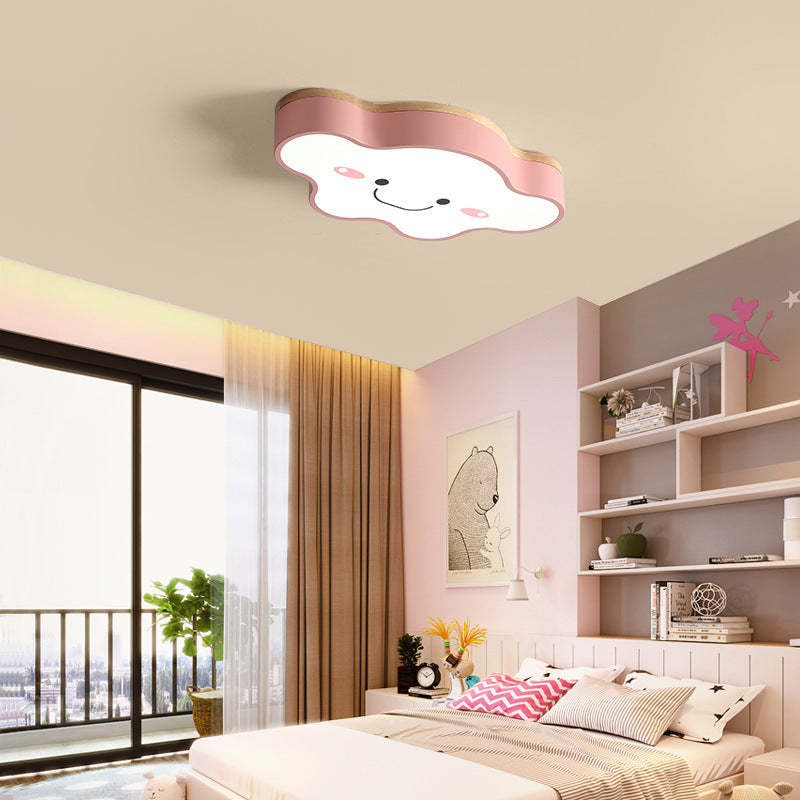 Arisha Decorativa Art Cloud Madera/Acrílico LED Lámpara de Techo Rosa/Verde/Blanca
