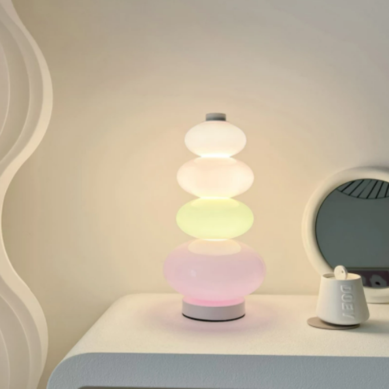 Macaron Moderna Geométrica Metal/Vidrio Lámpara de Mesa/Pie