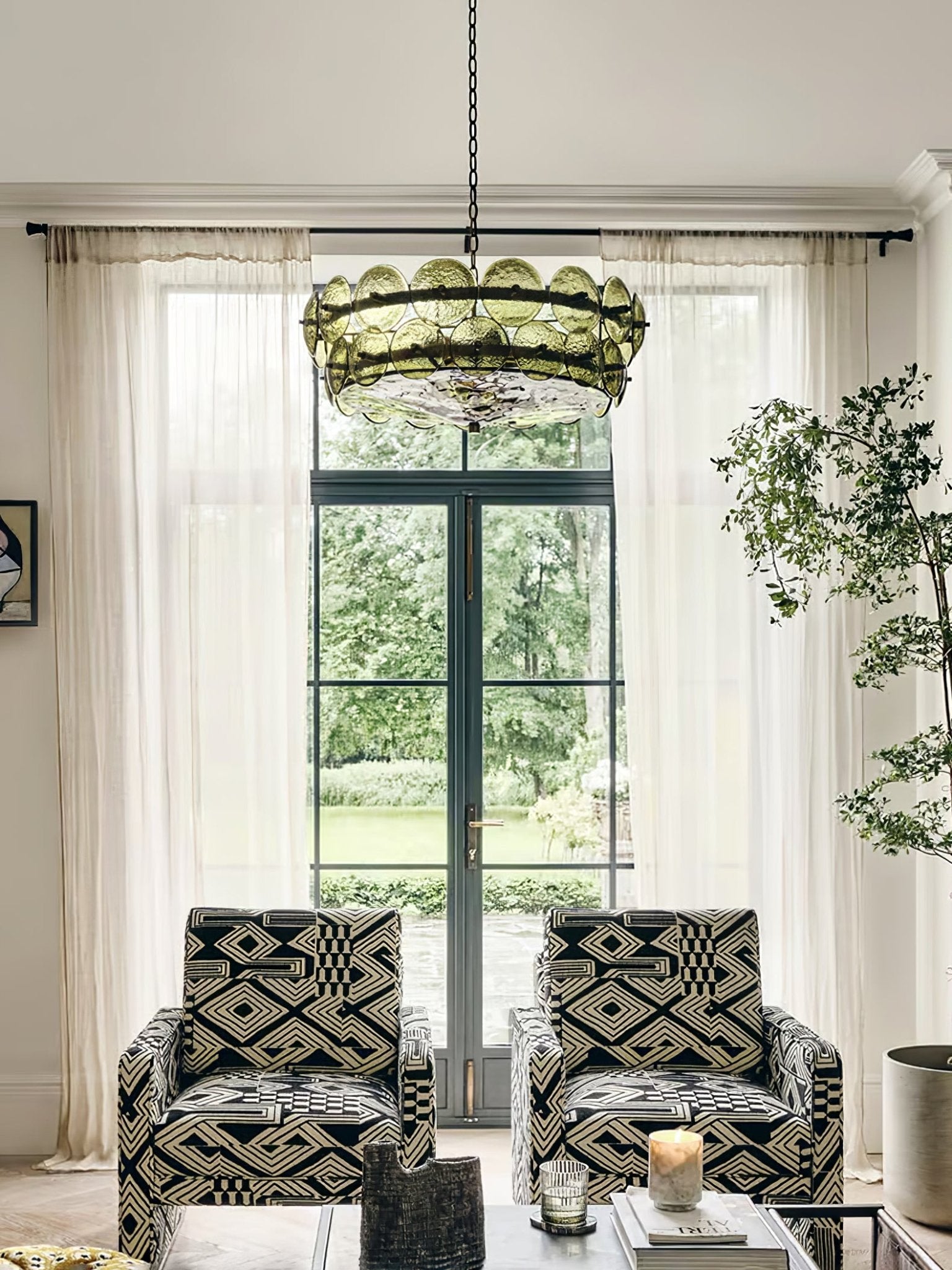 Aurora Chandelier Murano Glass Disc Vintage - Letslighting