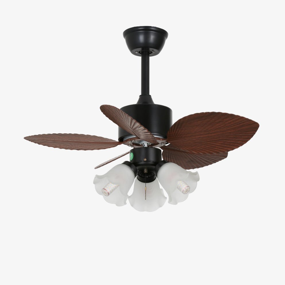 Ventilador de Techo con Luz Florence Vintage de Madera en acabado negro