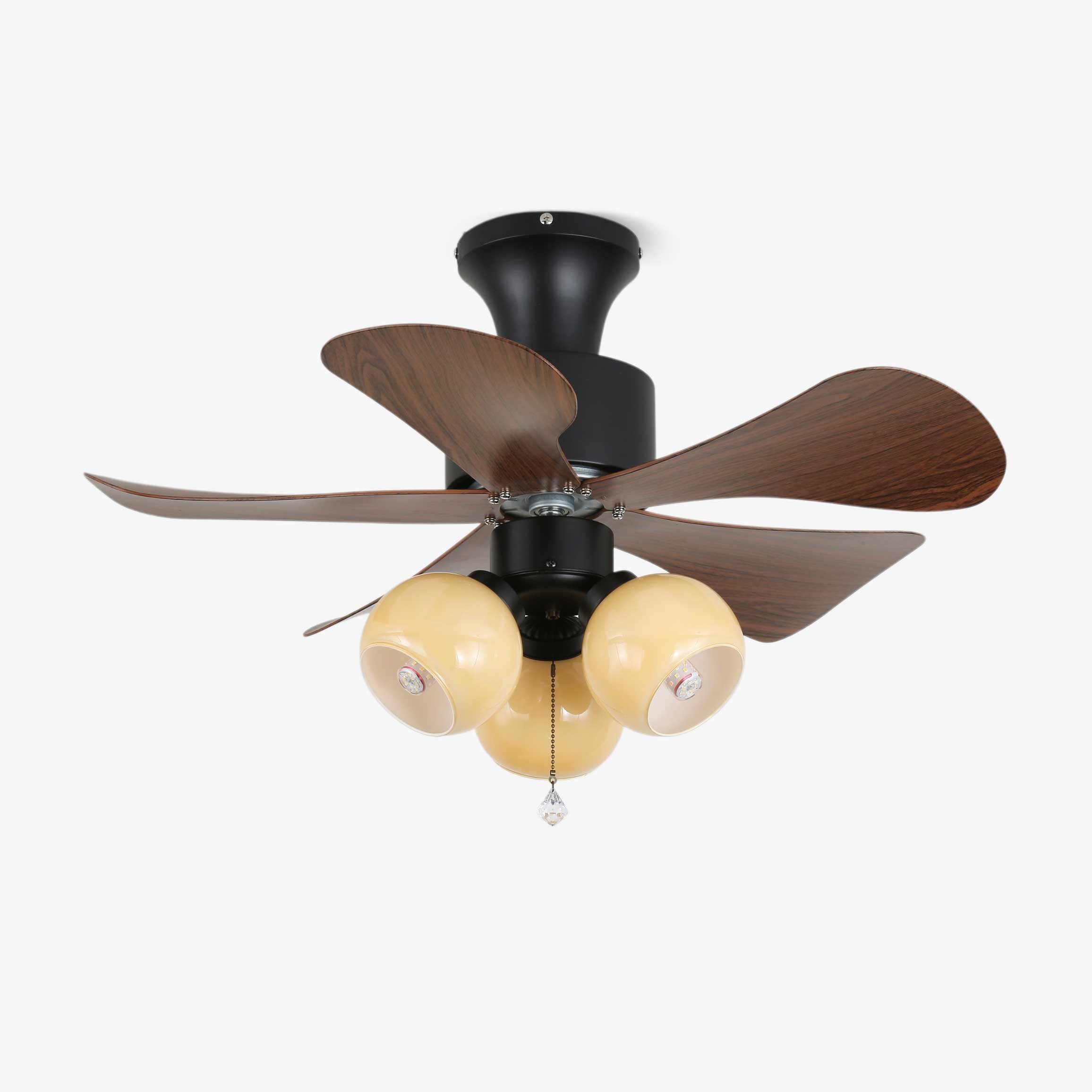 Ventilador de Techo con Luz Lunara Vintage de Madera en color nogal