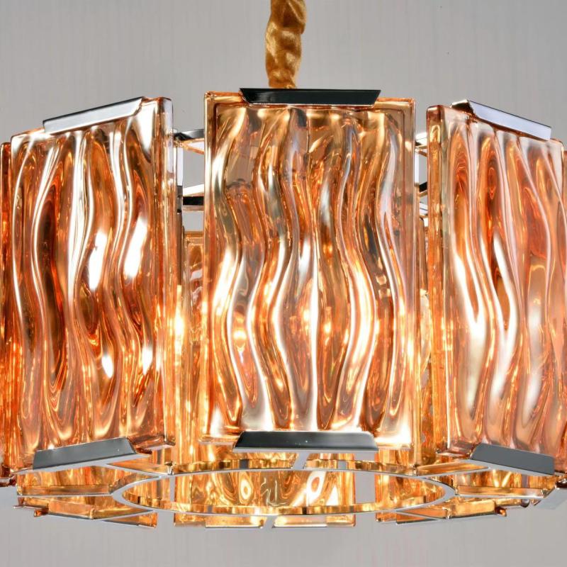Kristy Lujo Moderna Redonda Metal/Cristal Lámpara Colgante Clara/Champán