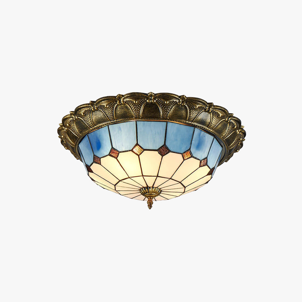 Tiffany Retro LED Plafón Metal/Vidrio Redondo Salón/Dormitorio