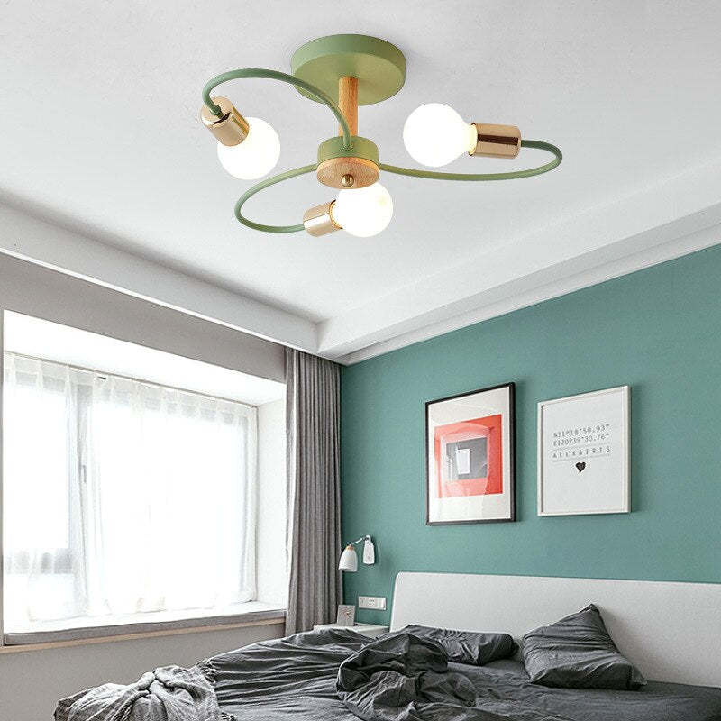 Arisha Moderna Metal/Vidrio Multiluces Lámpara de Techo Verde/Gris