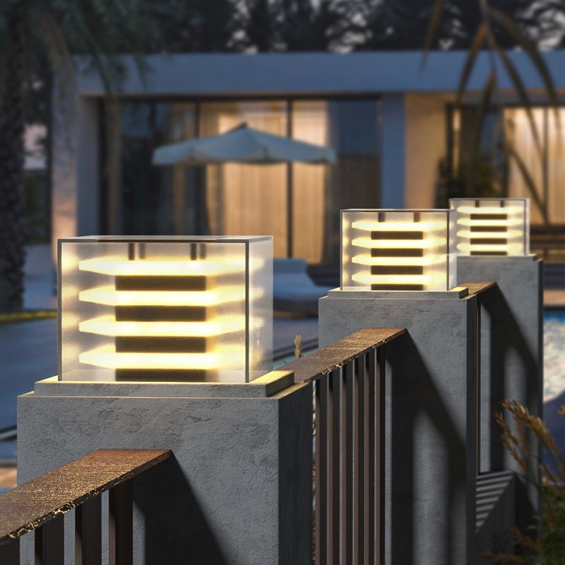 Ray Moderno Lámpara Exterior Solar Cubo Metal Patio
