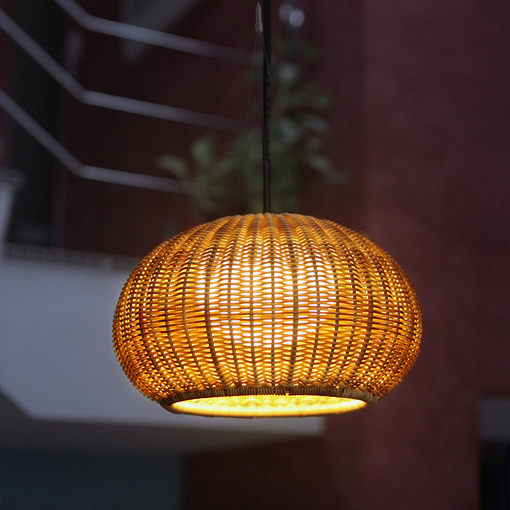 Ray Retro Lámpara Colgante Exterior Dorado Bambú Jardín