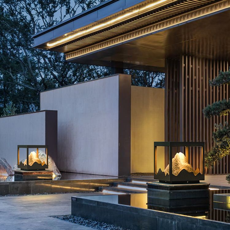 Ray Moderno Lámpara De Pie Exterior Cuboide Metal Patio