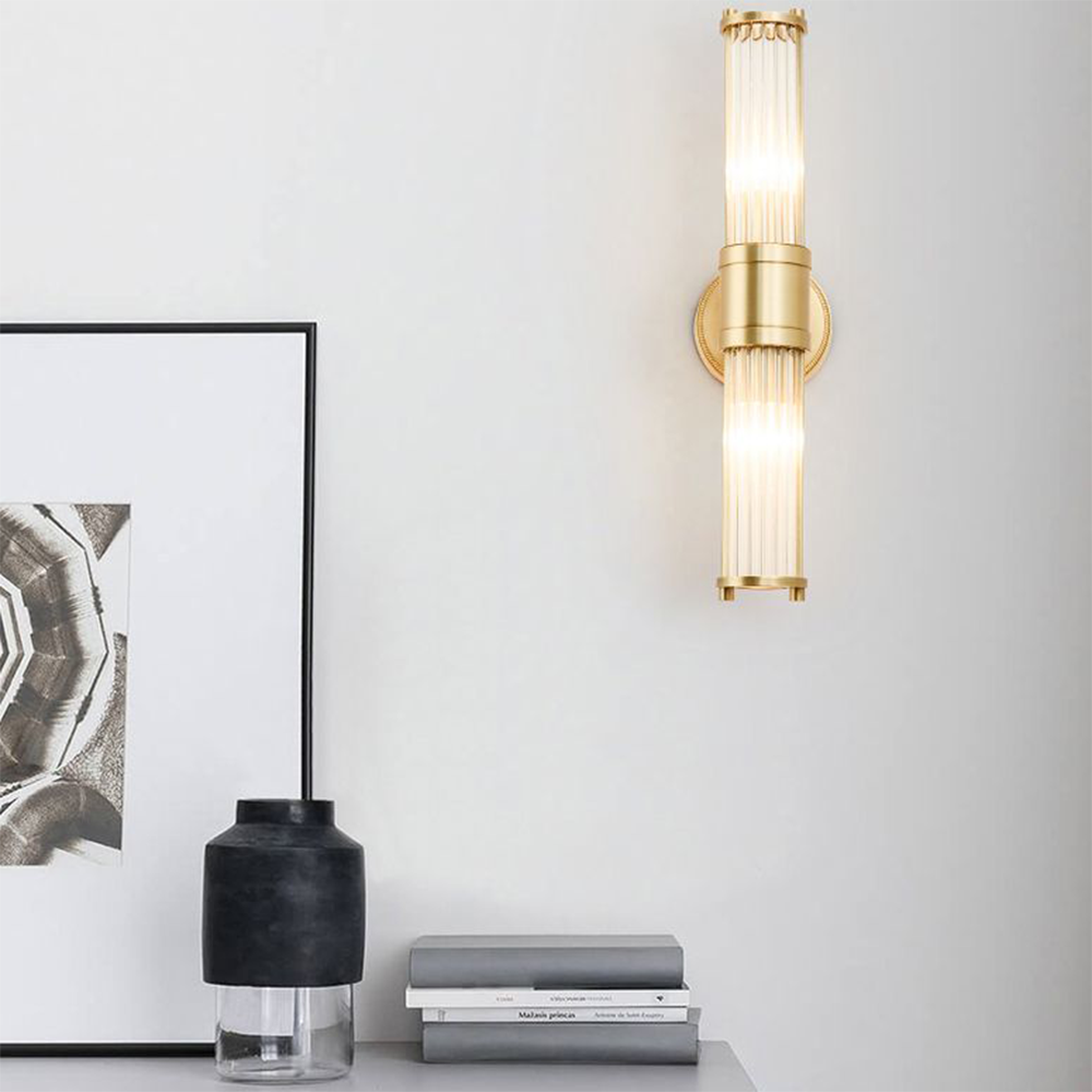 Kristy Moderno Cilíndrico Metal/Vidrio Aplique de Pared Dorado