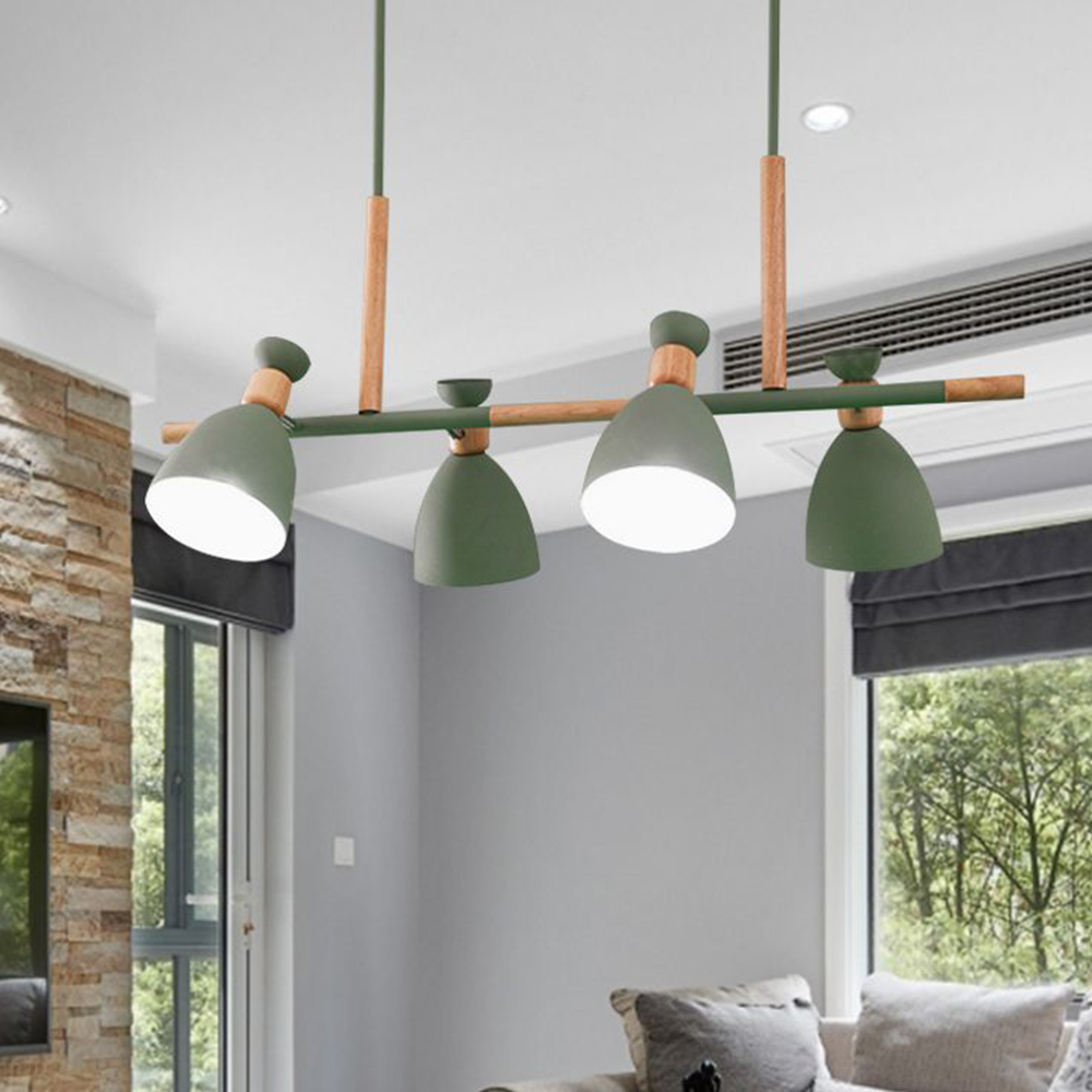 Valentina Minimalista Cónica Madera Lámpara Colgante Blanca/Verde/Gris