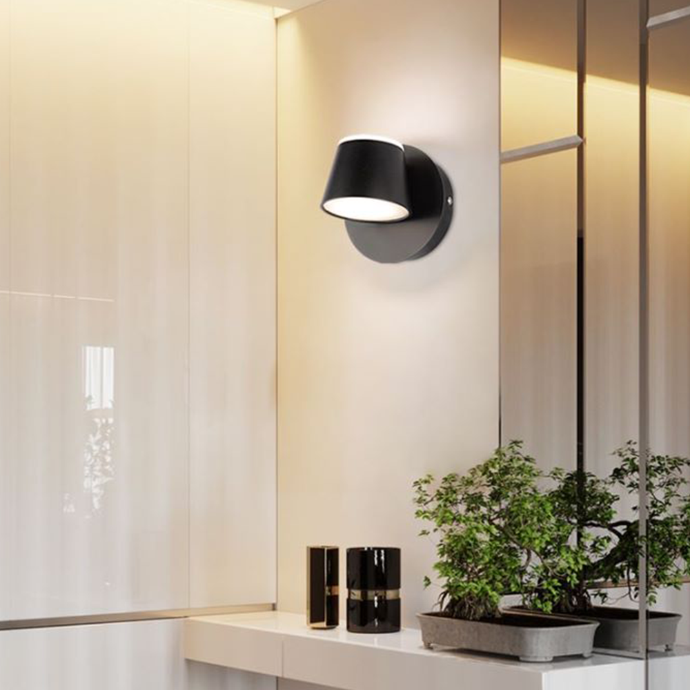 Arisha Moderno Cilíndrico Metal Aplique de Pared Para Espejo Negro