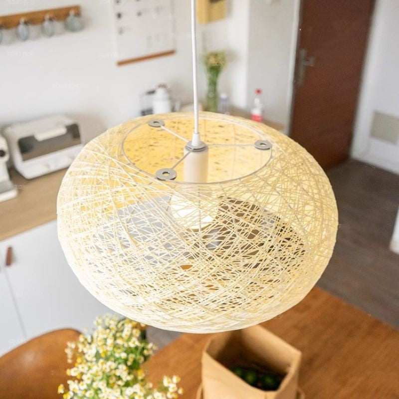 Ritta Diseño Pájaros Nido Metal Ratán LED Lámpara Colgante Comedor