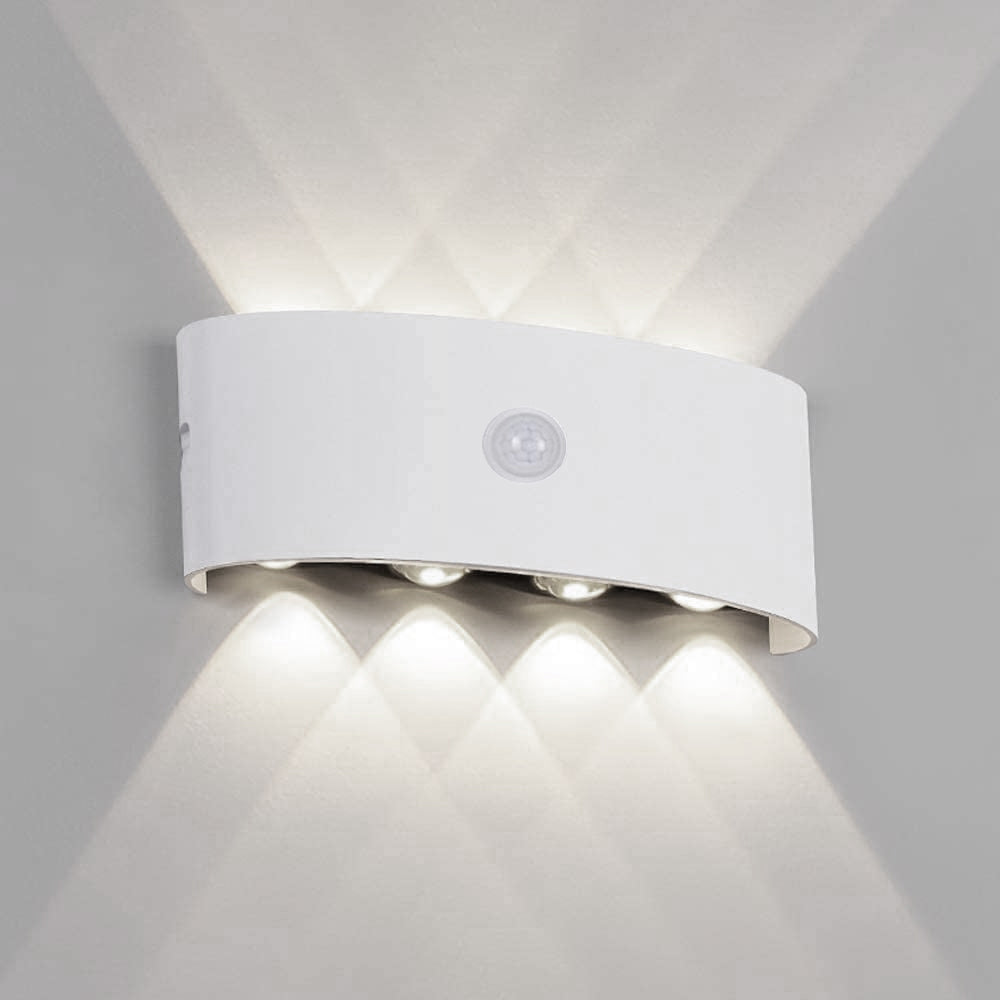 Ray Moderno Rectangular Metal LED Aplique de Pared Exterior Negro/Blanco