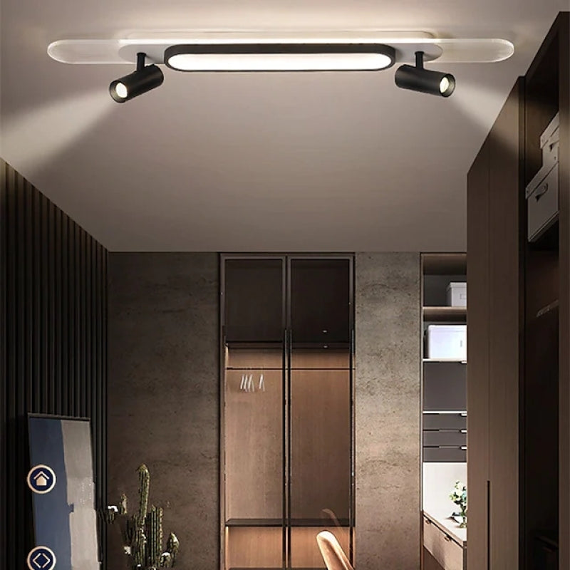 Haney Moderna Rectangular Metal LED Lámpara de Techo Blanca