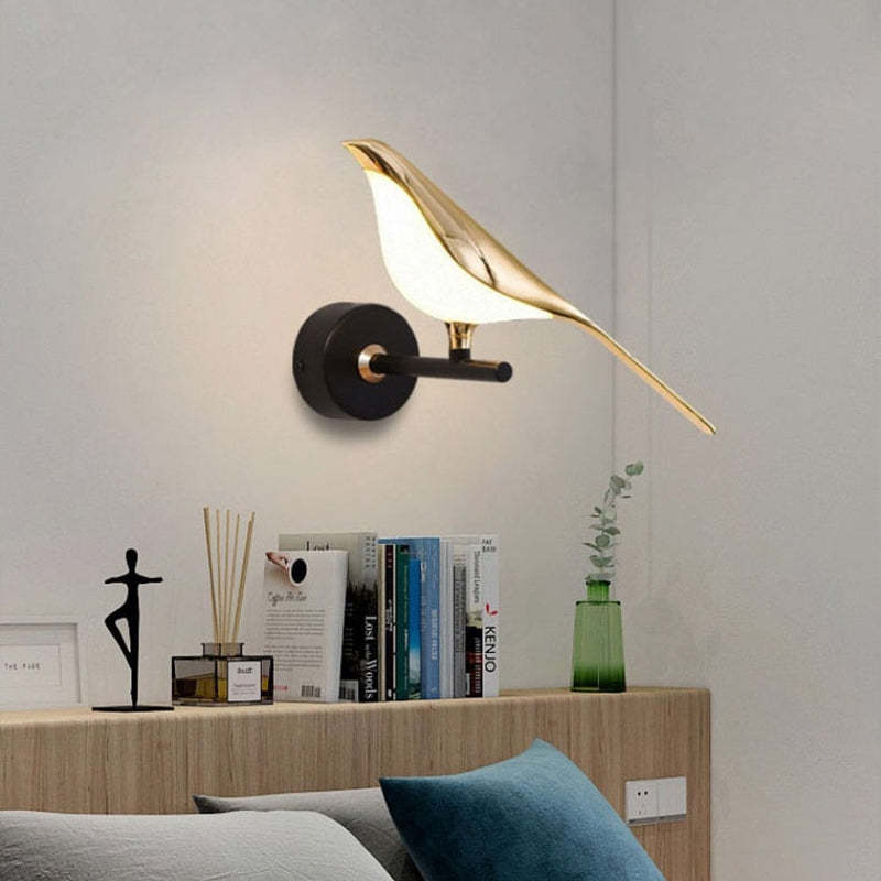 Arisha Decorativo Pájaro Metal/Acrílico LED Aplique de Pared Dorada