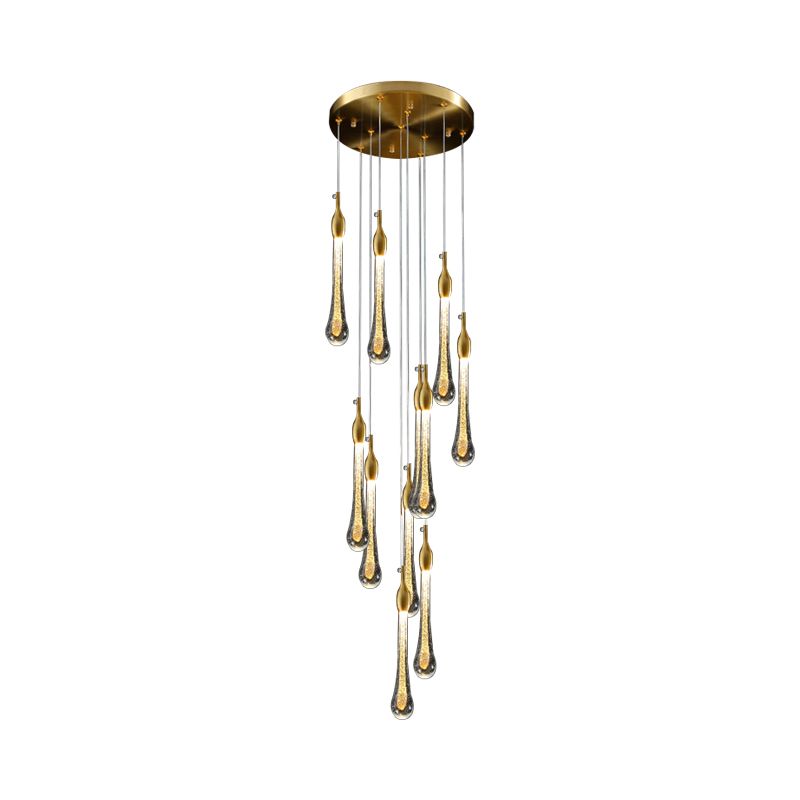 Valentina Lámpara Colgante Moderna Lágrima Metal Cristal Pasillo Oro