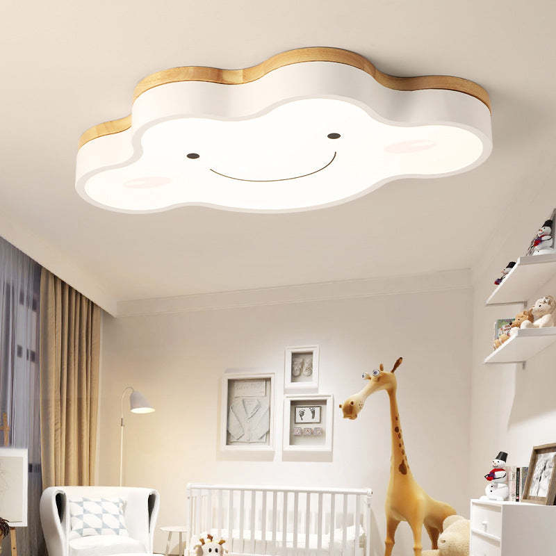 Arisha Decorativa Art Cloud Madera/Acrílico LED Lámpara de Techo Rosa/Verde/Blanca