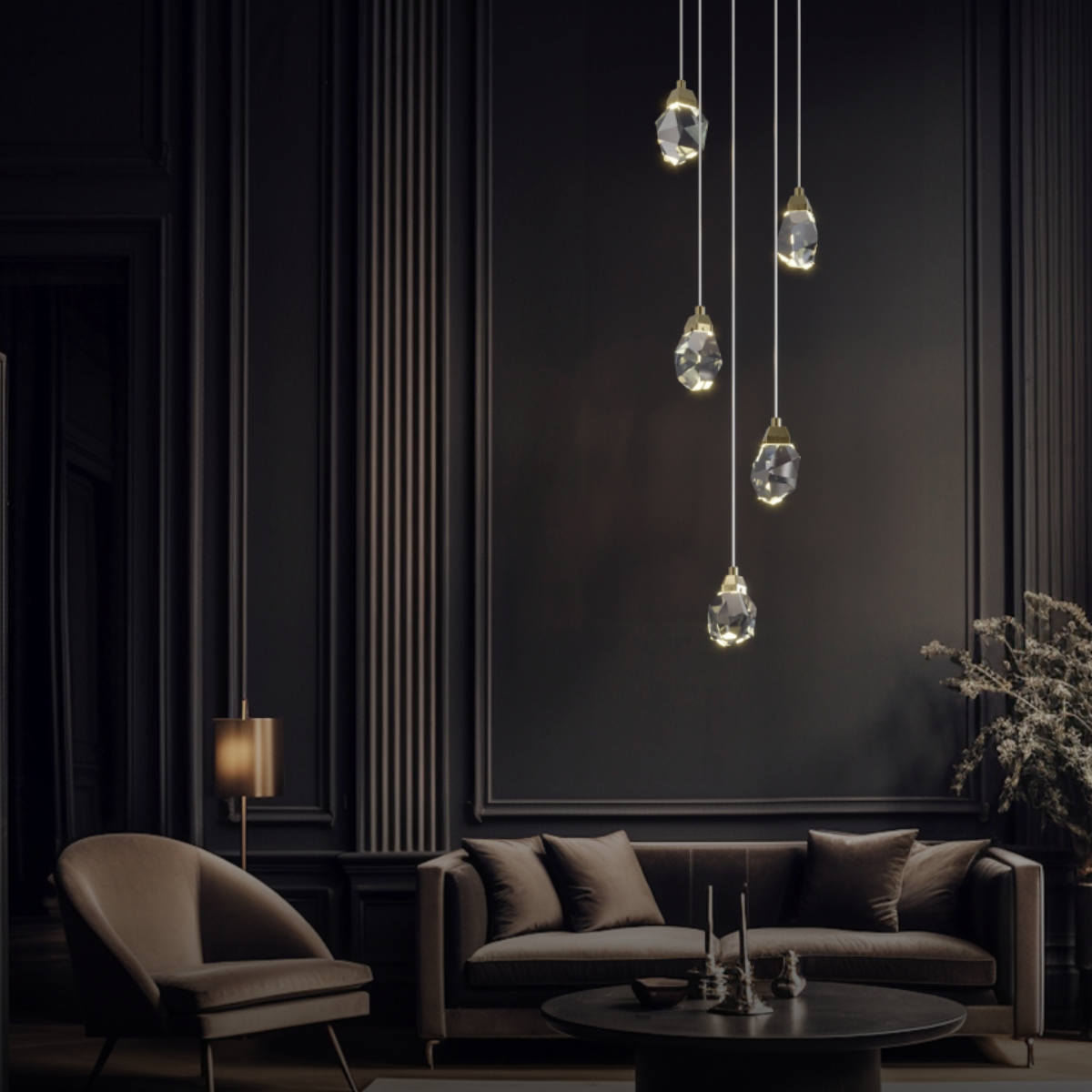 Kristy Diseño Bola Vidrio/Metal Lámpara Colgante Oro