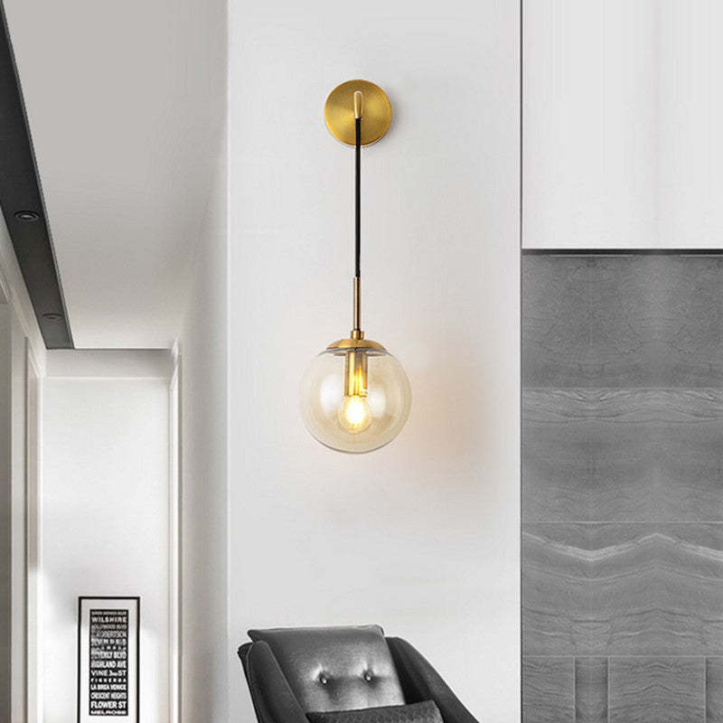 Valentina Minimalita Bola Vidrio Aplique de Pared Dorado/Negro