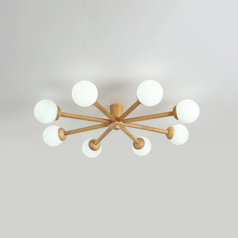 Muto Nórdica Bolas Vidrio LED Lámpara de Techo Madera