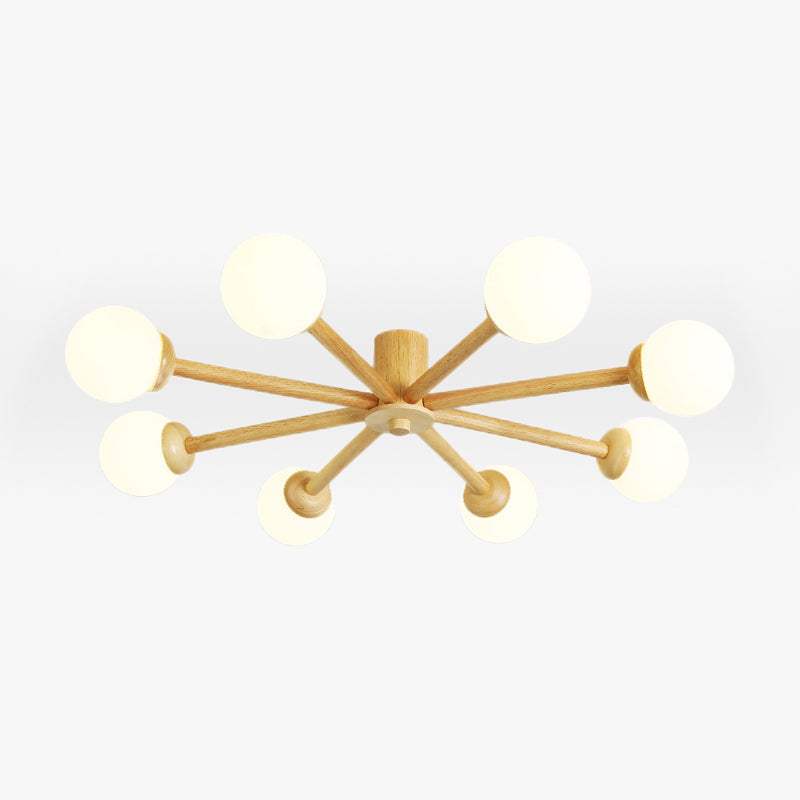 Muto Nórdica Bolas Vidrio LED Lámpara de Techo Madera