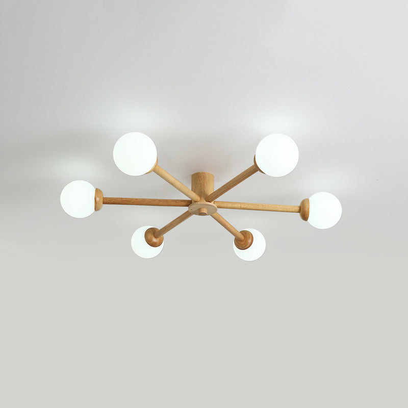Muto Nórdica Bolas Vidrio LED Lámpara de Techo Madera