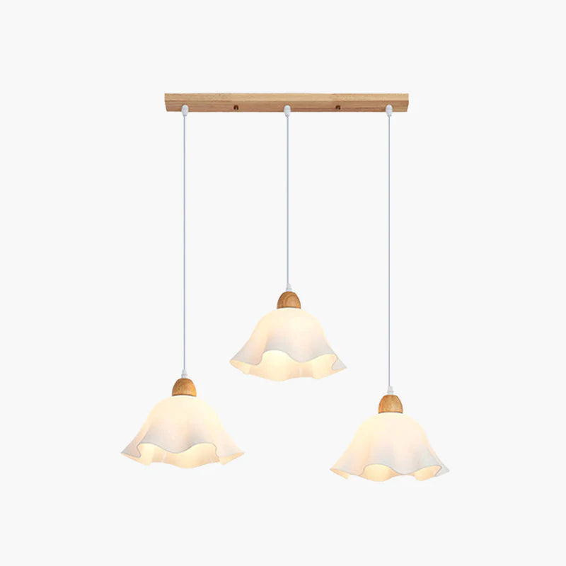 Muto Minimalista Flor Madera/Acrílico Lámpara Colgante Blanca