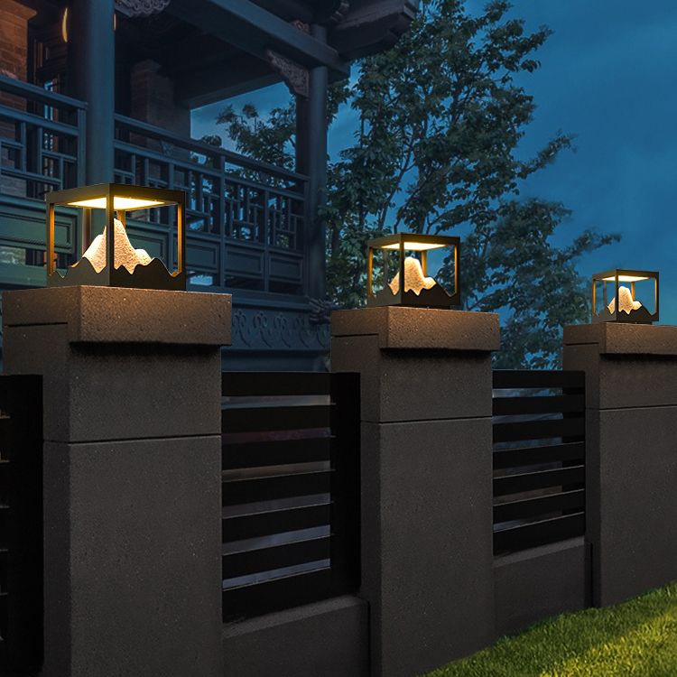 Ray Moderno Lámpara De Pie Exterior Cuboide Metal Patio