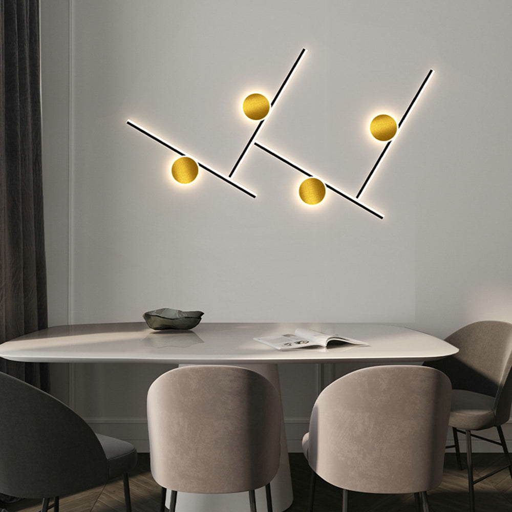 Arisha Moderno Lineal Redondo Acrílico LED Aplique de Pared Negro/Dorado