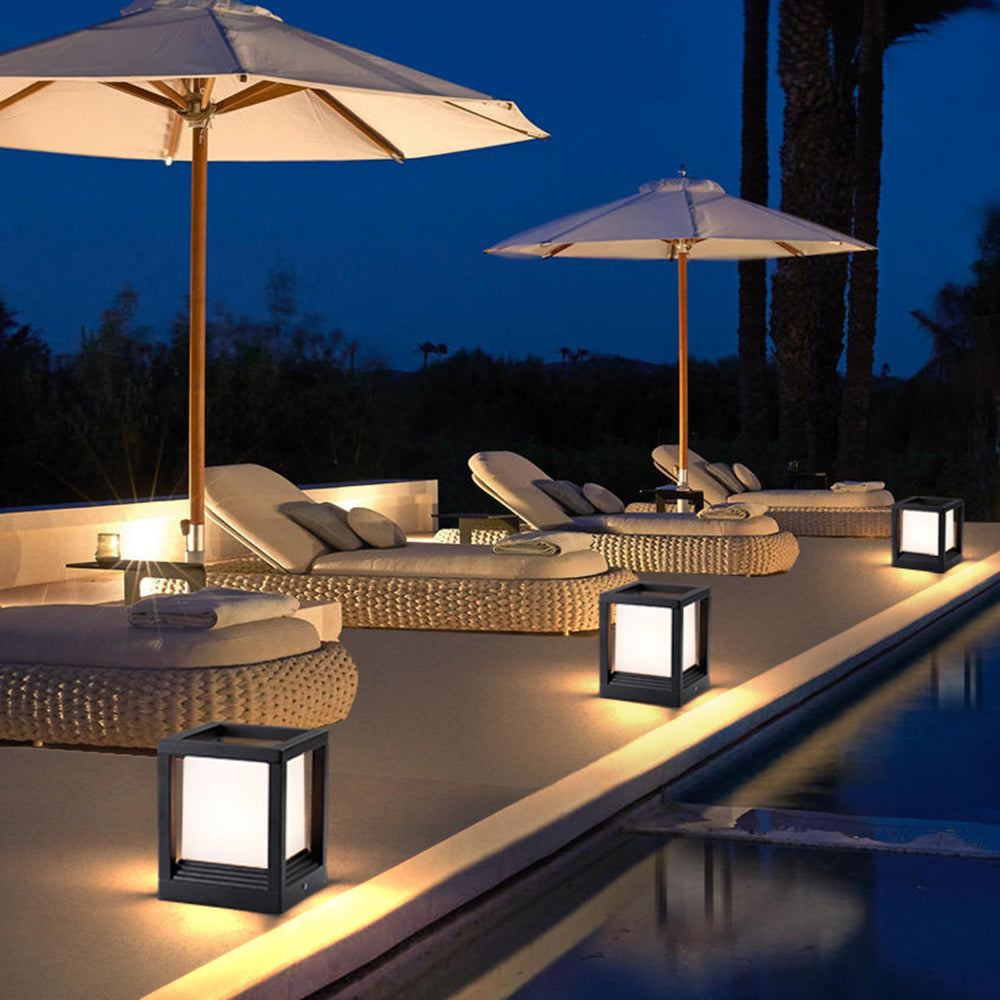 Ray Moderna Rectangular Metal Lámpara Exterior Jardín