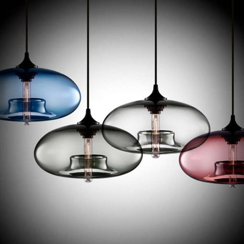 Valentina Moderna Macaron Vidrio LED Lámpara Colgante Negra/Rosa/Azul