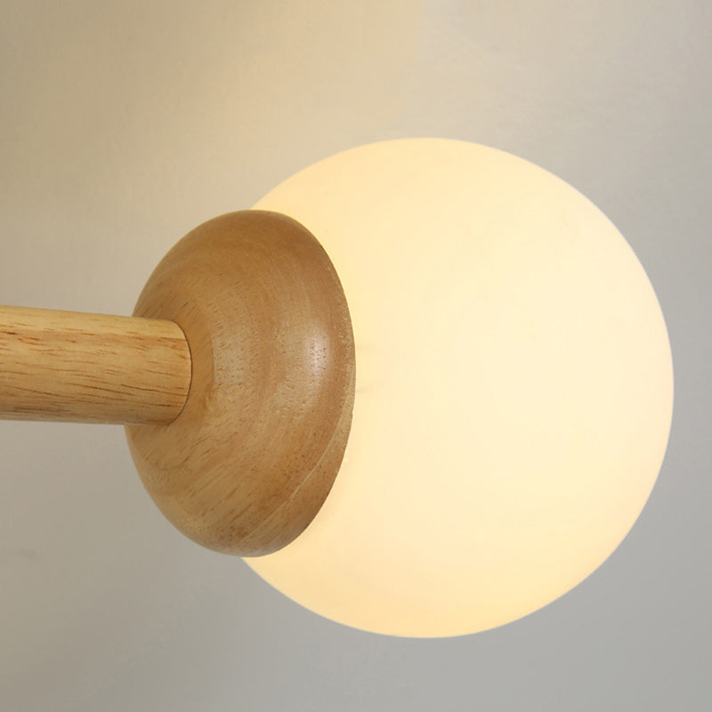 Muto Nórdica Bolas Vidrio LED Lámpara de Techo Madera