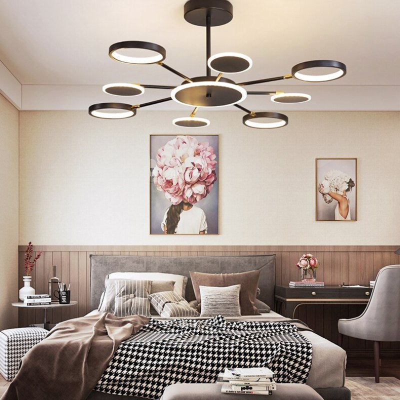 Arisha Moderna Multiple Redonda Metal/Acrílico LED Lámpara Colgante Negra