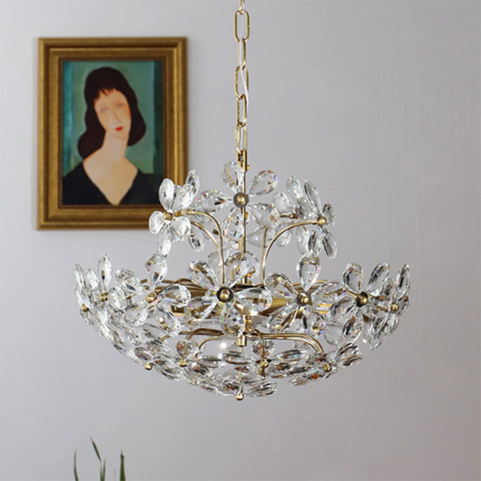 Ray Retro Oro Flor Cristal Lámpara colgante Salón