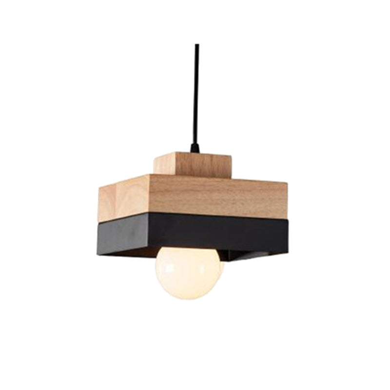 Valentina Moderna Redonda/Cuadrada Metal/Madera Lámpara Colgante Blanca/Negra