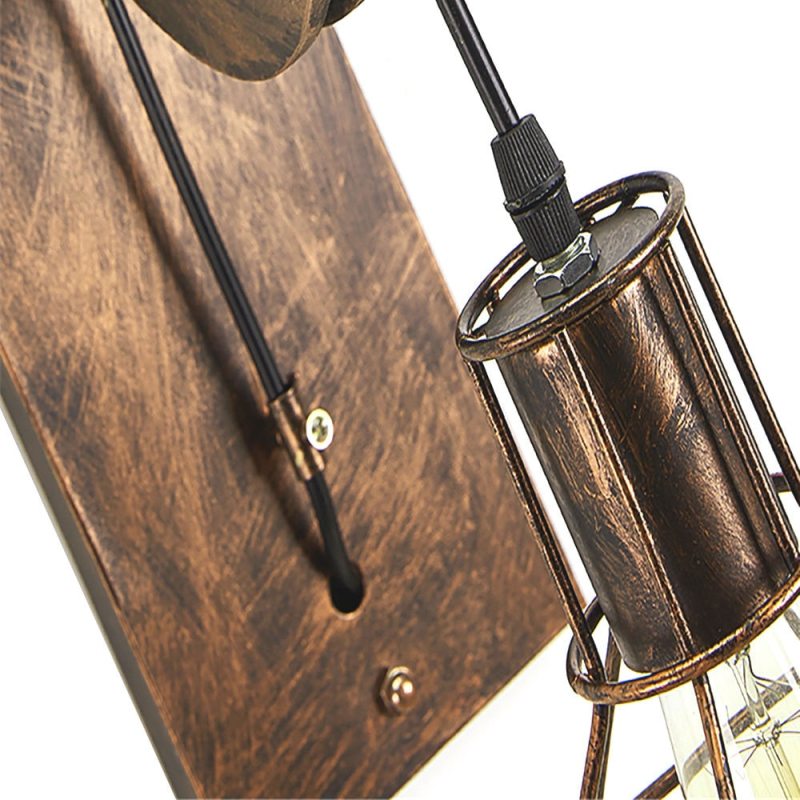 Silva Vintage Industrial LED Aplique de Pared Bronce/Negra