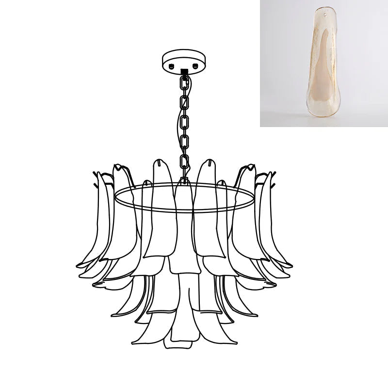 Aurora Chandelier Murano Glass Leaf Golden - Letslighting