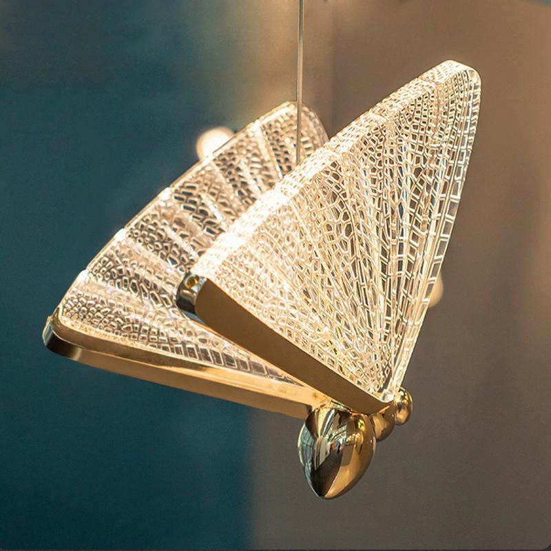 Arisha Diseña Mariposa Metal/Sílice Lámpara Colgante Dorada