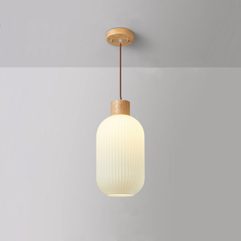 Muto Moderna Madera/Vidrio Lámpara Colgante Blanca