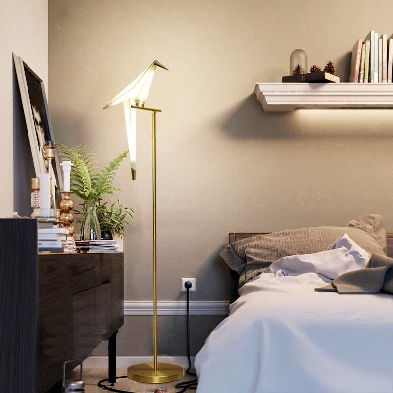 Mira Moderna Geométrico Metal/Acrílico LED Lámpara de Pie Blanca