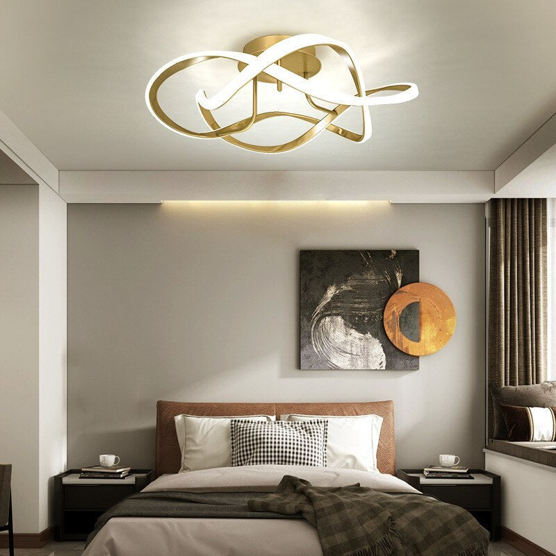 Arisha Decorativa Geométrica Acrílico/Metal LED Lámpara de Techo Negra/Rosa/Azul/Dorada