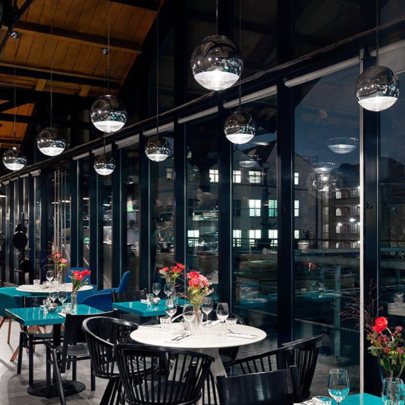 Valentina Industrial Redondo Metal Vidrio Lámpara Colgante Salón