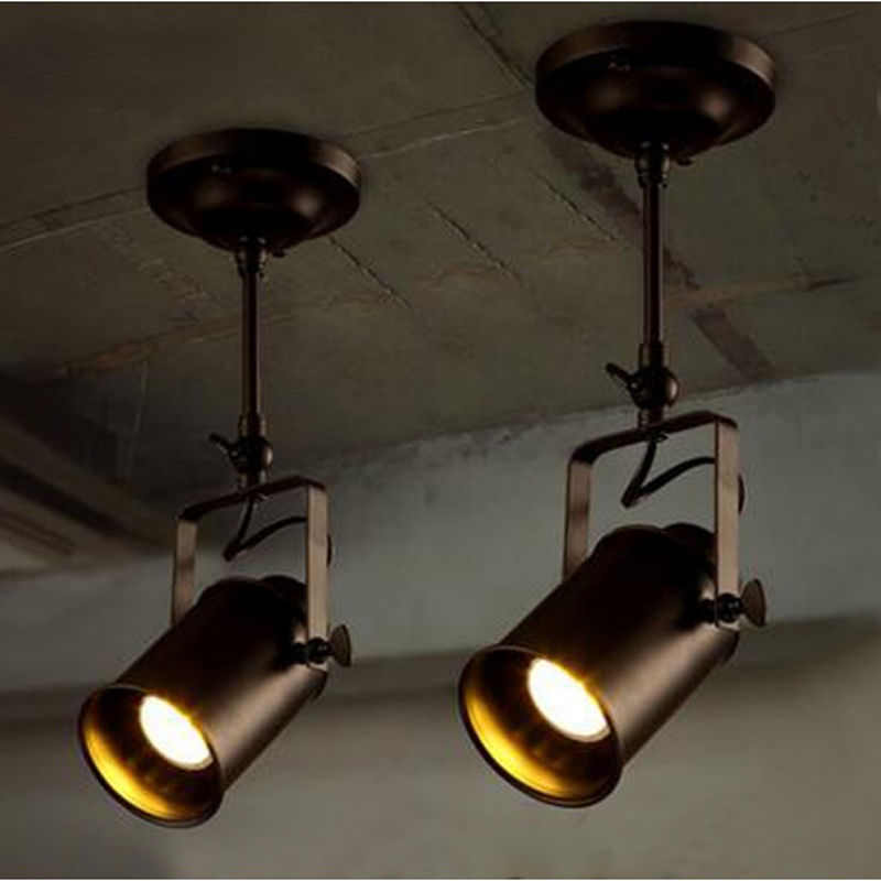 Silva Vintage Industrial Geométrica Foco Metal Lámpara de Techo Negra