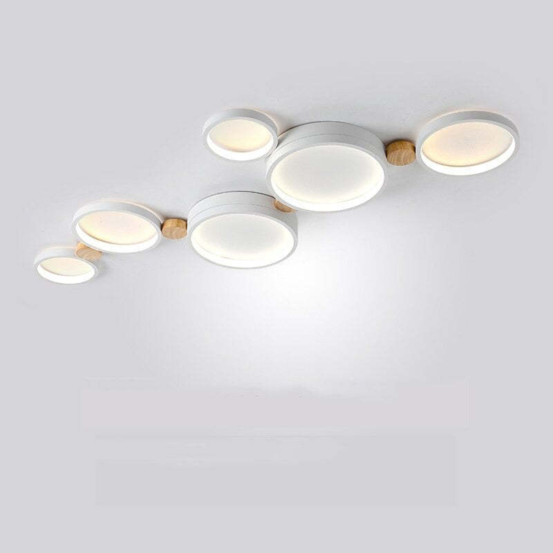 Muto Moderna Nórdica Redonda Metal/Madera Lámpara de Techo Verde/Blanca/Gris