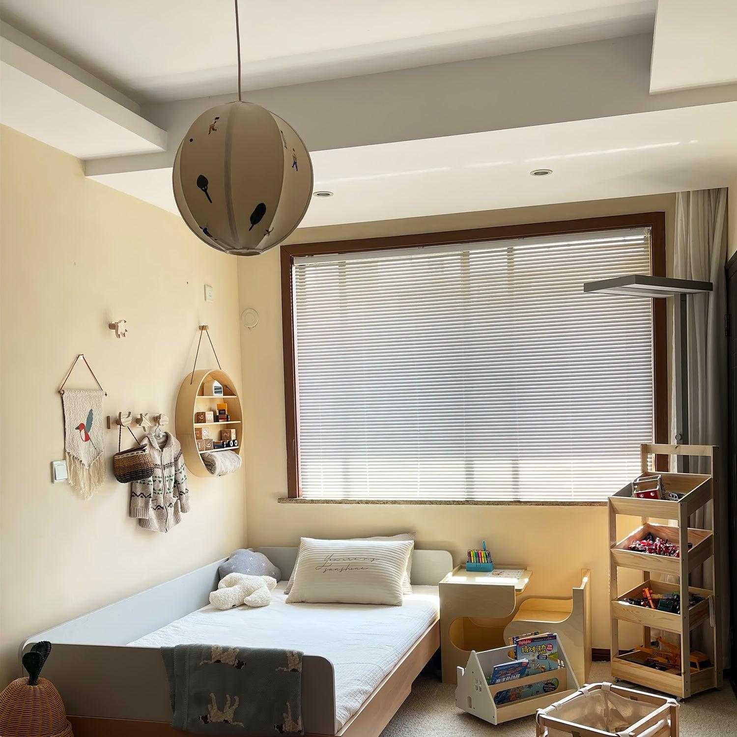 Ritta Diseño Globo Metal Tela LED Lámpara Colgante Estudio