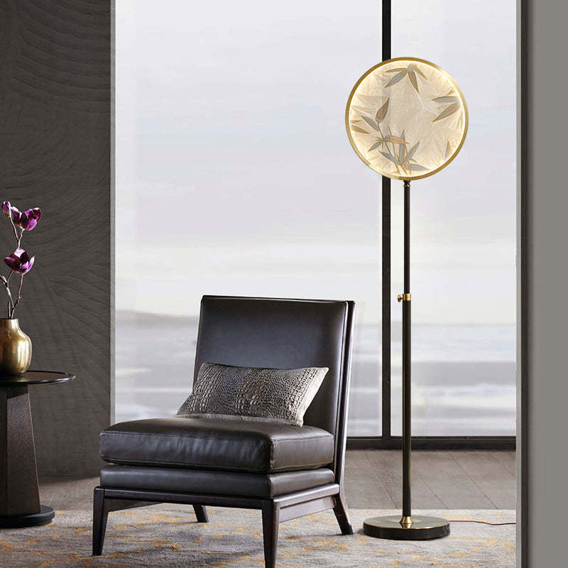 Mira Zen Artistic Circle Metal/Vidrio Lámpara de Pie