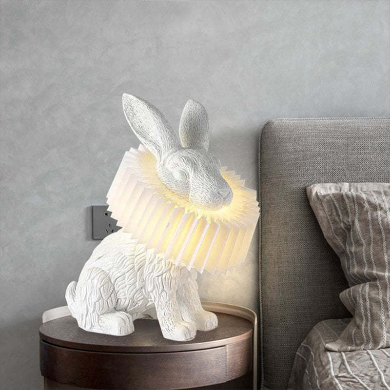 Arisha Moderna Diseño Resina Coneja Lámpara de Mesa Blanca