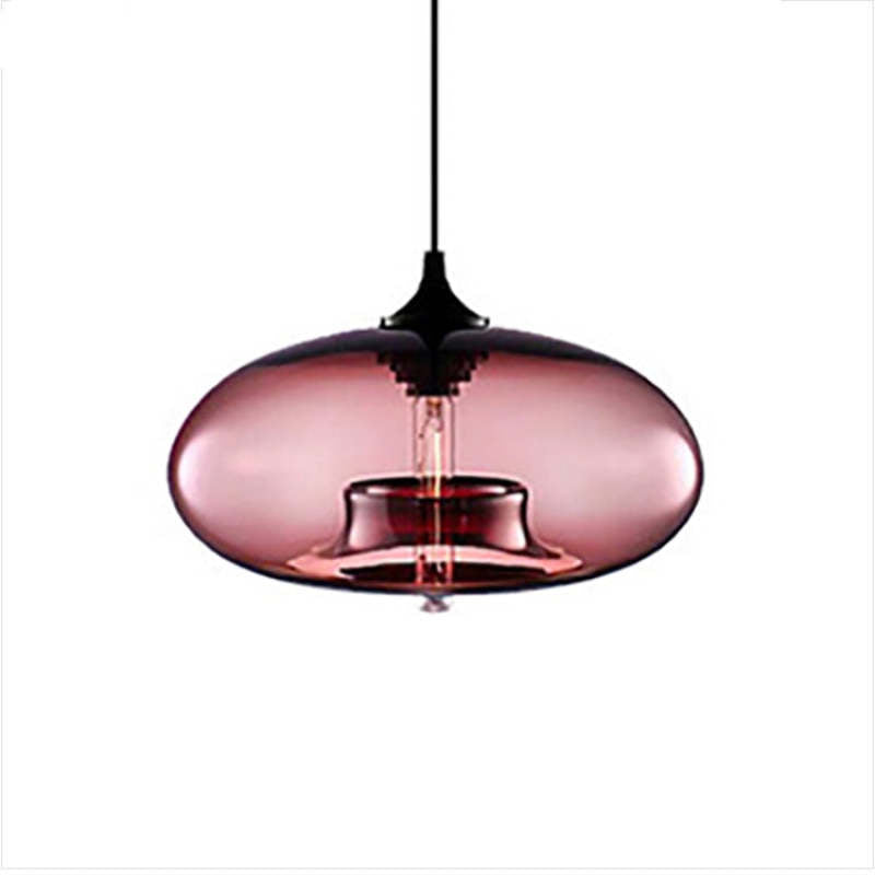 Valentina Moderna Macaron Vidrio LED Lámpara Colgante Negra/Rosa/Azul