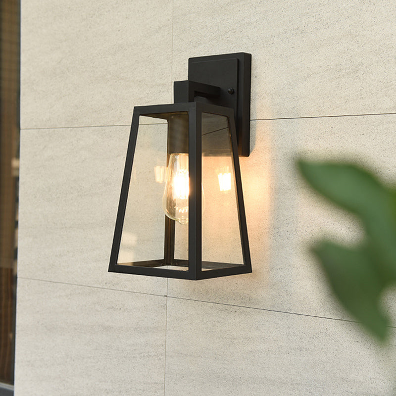 Silva Industrial Rectangular Metal/Vidrio Apliques de Pared Negro