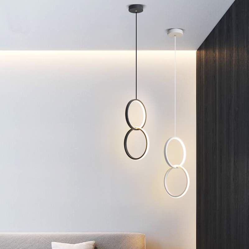 Arisha Minimalista Anillo Metal/Acrílico LED Lámpara Colgante Negra